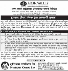 हकप्रद शेयर निष्काशन सम्बन्धी सूचना