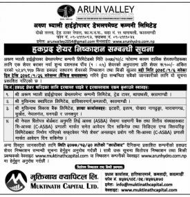 Right Share Issue Notice