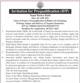 Invitation for Prequalification
