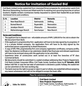Notice for Invitation of Sealed Bid