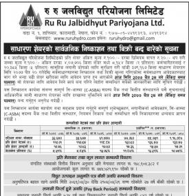 साधारण शेयर (IPO) को सार्वजनिक निष्काशन तथ विक्री बन्द बारेको सूचना
