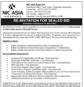 Re Invitation For Sealed Bid