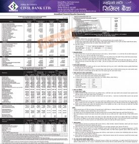 सिभिल बैंकको खुद नाफा ५० करोड २५ लाख रुपैयाँ  (3rd Quarterly Report)