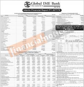 ग्लोबल आइएमई बैंकको खुद नाफा ३ अर्ब ५७ कारोड ८२ लाख रुपैयाँ (3rd Quarterly Report)