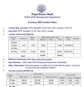 Treasury Bill Auction Notice