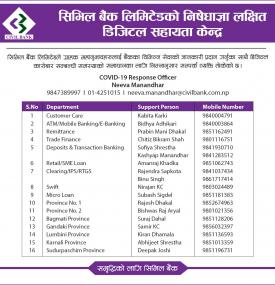 सिभिल बैंक लिमिटेडको निषेधाज्ञा लक्षित डिजिटल सहायता केन्द्रबारे सूचना