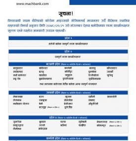 मंगलबार खुल्ला रहने शाखा कार्यालयहरु बारे माछापुच्छ्रे बैंकको सूचना