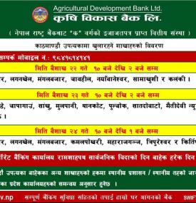 कार्यालय खुलारहने वारेको सूचना- Banking Hours -