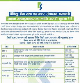 आज खुल्ला रहने शाखाहरुबारे कामना सेवा विकास बैंकको सूचना