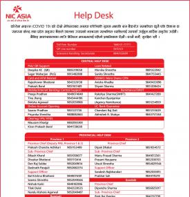 Notice regarding NIC Asia Help Desk