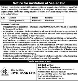 Notice for Invitation of Sealed Bid