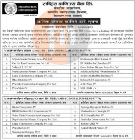 आर्थिक प्रस्ताव खोलिने बारेको सूचना