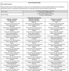 Branch Opening Schedule 