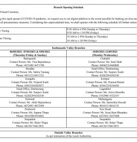 Branch Opening Schedule