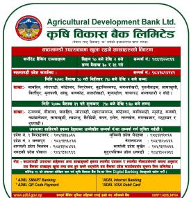 कृषि विकास बैंकको बैशाख ३० र ३१ गते  खुल्ला रहने शाखाहरु