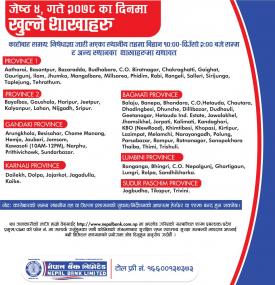 नेपाल बैंकको आज खुल्ला रहने शाखासमयबारे सूचना