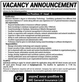 Vacancy Announcement !!!