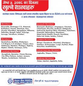 नेपाल बैंकको आज खुल्ला रहने शाखासमयबारे सूचना