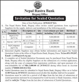 Invitation for Sealed Quotation