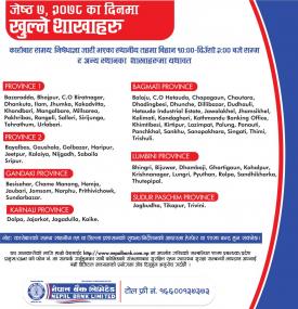 नेपाल बैंकको आज खुल्ला रहने शाखासमयबारे सूचना