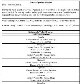 नेपाल इन्भष्टमेण्ट बैंकको खुल्ला रहने शाखाहरु
