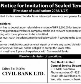 Re-Notice for Invitation of Sealed Tender