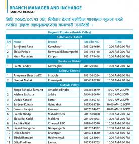 कुमारी बैंकको शाखाहरु खुल्ला रहने बारेको सूचना (Province 1-7)
