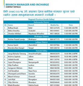 कुमारी बैंकको शाखाहरु खुल्ला रहने बारेको सूचना - Banking Hours -(Province 1-7)