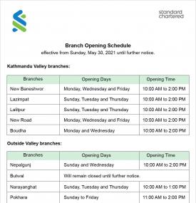 Branch Opening Schedule
