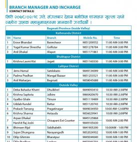 कुमारी बैंकको शाखाहरु खुल्ला रहने बारेको सूचना - KBL Banking Hours -