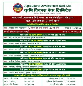 कृषि विकास बैंक लि.का शाखाहरु खुला रहने बारेको सूचना !