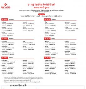 एन आई सी एशिया बैंकको शाखाहरु खुल्ने सम्बन्धि सूचना - Banking Hours -