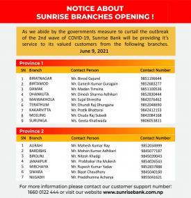 Sunrise Banking Hours Update