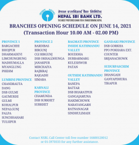 Branch Opening Schedule