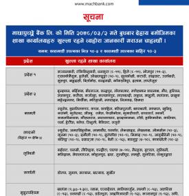 MBL को शाखाहरु खुल्ला रहने सूचना