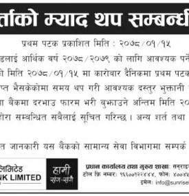 सूचिदर्ताको म्याद थप सम्बन्धी सूचना