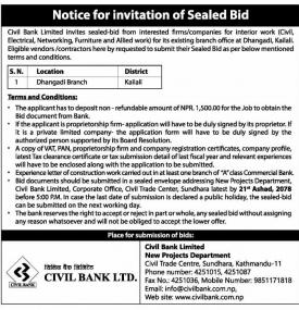 Notice for Invitation of Sealed Bid