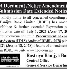 EOI Document / Notice Amendment & Submission Date Extended Notice