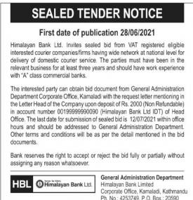 Sealed Tender Notice