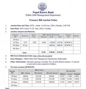 Treasury Bill Auction Notice