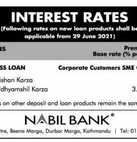 व्याजदर परिवर्तनको सूचना - Interest Rates -