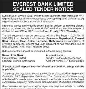 Sealed Tender Notice