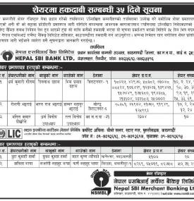 शेयरमा हकदावी सम्बन्धी ३५ दिने सूचना