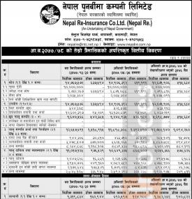 NRIC)को तेस्रो त्रैमाससम्ममा खुद नाफा ९२ करोड ५७ लाख रुपैयाँ
