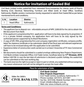 Notice for Invitation of Sealed Bid