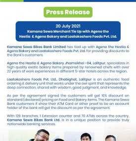 Notice Regarding KSBBL has tied up with Ageno the Hestia