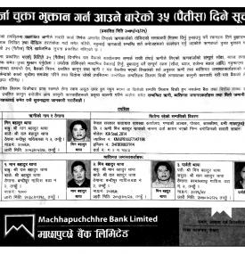 कर्जा चुक्ता  गर्न आउने ३५ दिने सुचना