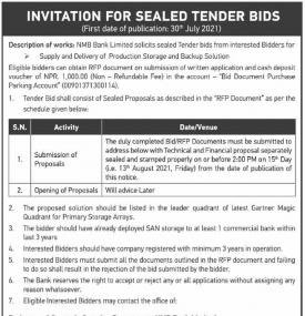 Invitation for Sealed Tender Bids