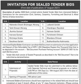 Invitation for Sealed Tender Bids 
