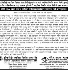 इन्फिनिटी लघुवित्तको नाममा एकीकृत कारोबार शुभारम्भहुने सूचना